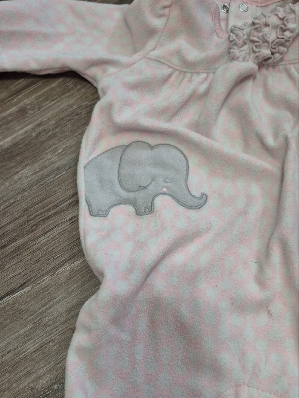 child of mine Pink Fleece One-Piece with Gray Elephant Applique - Picture 3 of 4